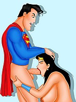 Wonder Woman sucking cock of Superman